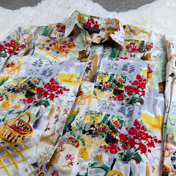 BUSHWACKER U.S.A. Large Long Sleeve Button Up Shirt 100% Cotton Garden Print - Picture 2 of 7